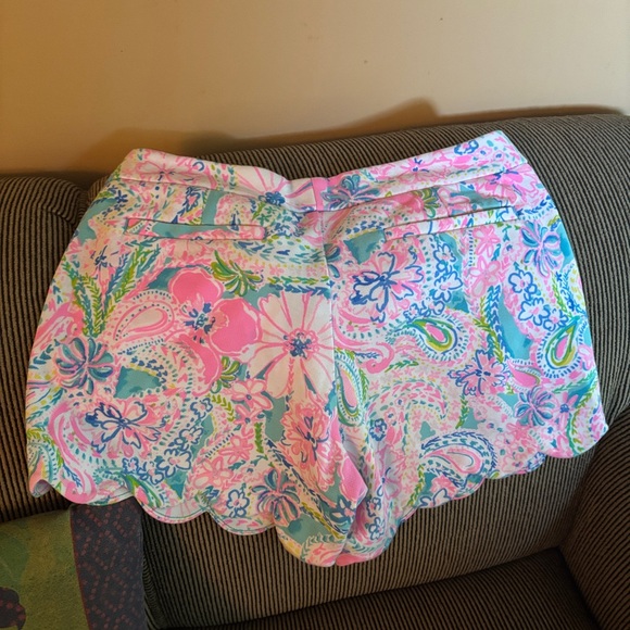 Lilly Pulitzer Pink and Blue High Waist Shorts - Picture 2 of 3